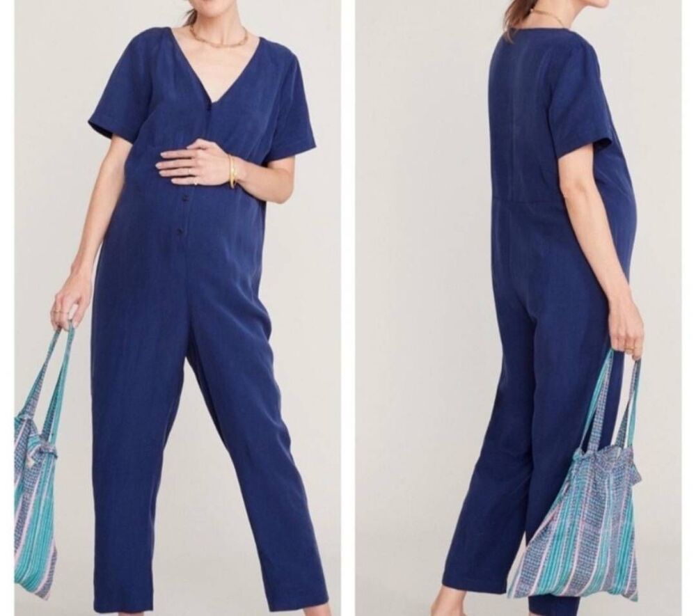 Hatch Maternity Noelle Jumpsuit in Navy Blue sz 1 (Small)